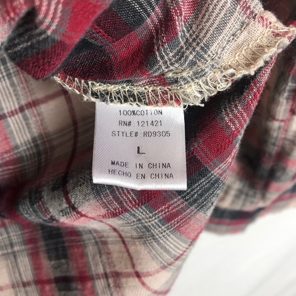 Ellison Plaid Button Down | Red White | Size Large - Picture 8 of 9